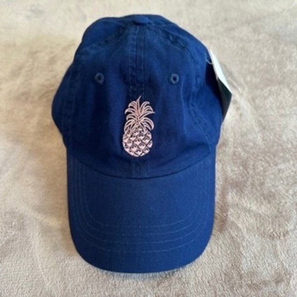 Tori Richard Honolulu Pineapple-Blair Hat Navy w/ Pink Pineapple Embroidery NWT - Picture 1 of 12